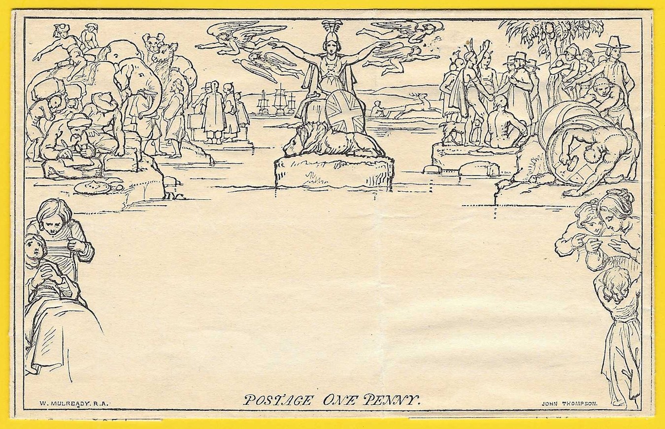 1840 Great Britain, Original Black MULREADY DESIGN Letter Sheet, Very Fine #A30