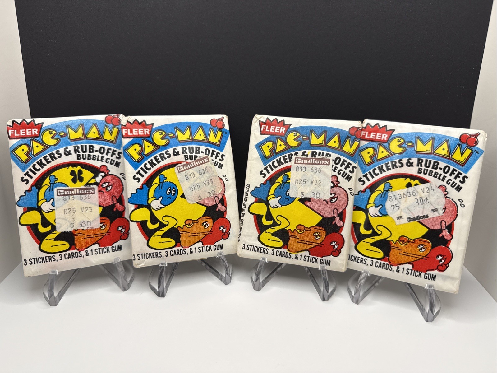 (4) 1980 FLEER PAC-MAN PACMAN WAX PACKS - Very Nice - Sealed