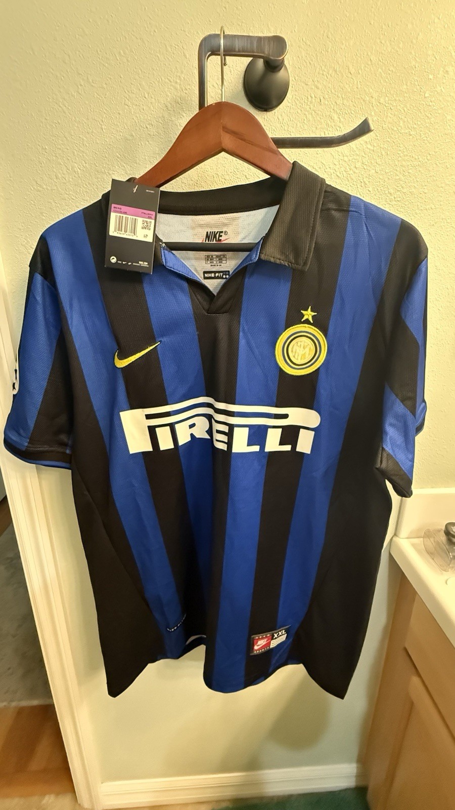 Inter Milan 1998/1999 NIKE REISSUE Home Kit - UK 2XL Short Sleeve Slim Fit BNWT