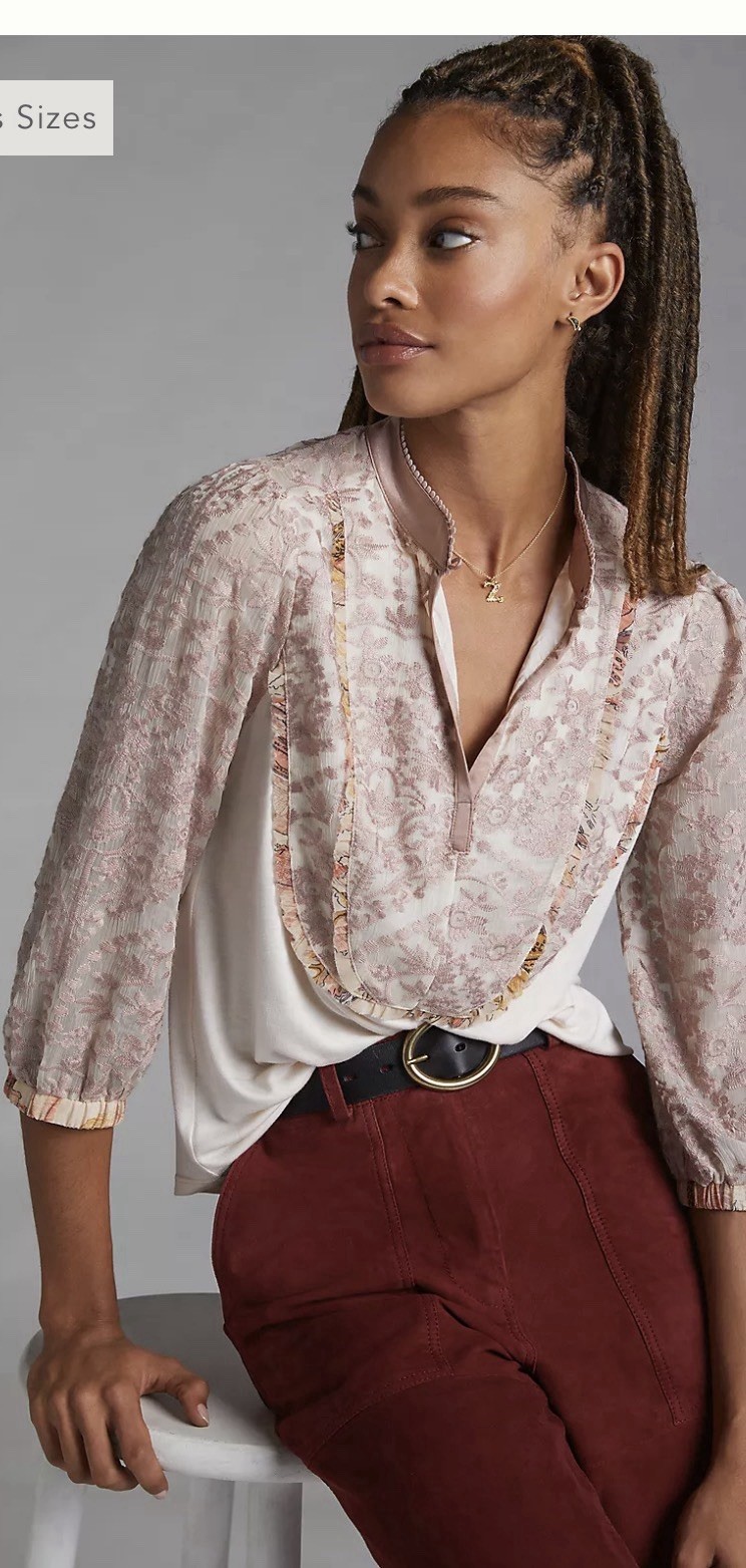 Anthropologie Tiny Half Sleeve Embroidered Blouse Anthropologie Tiny Half Sleeve Embroidered Blouse