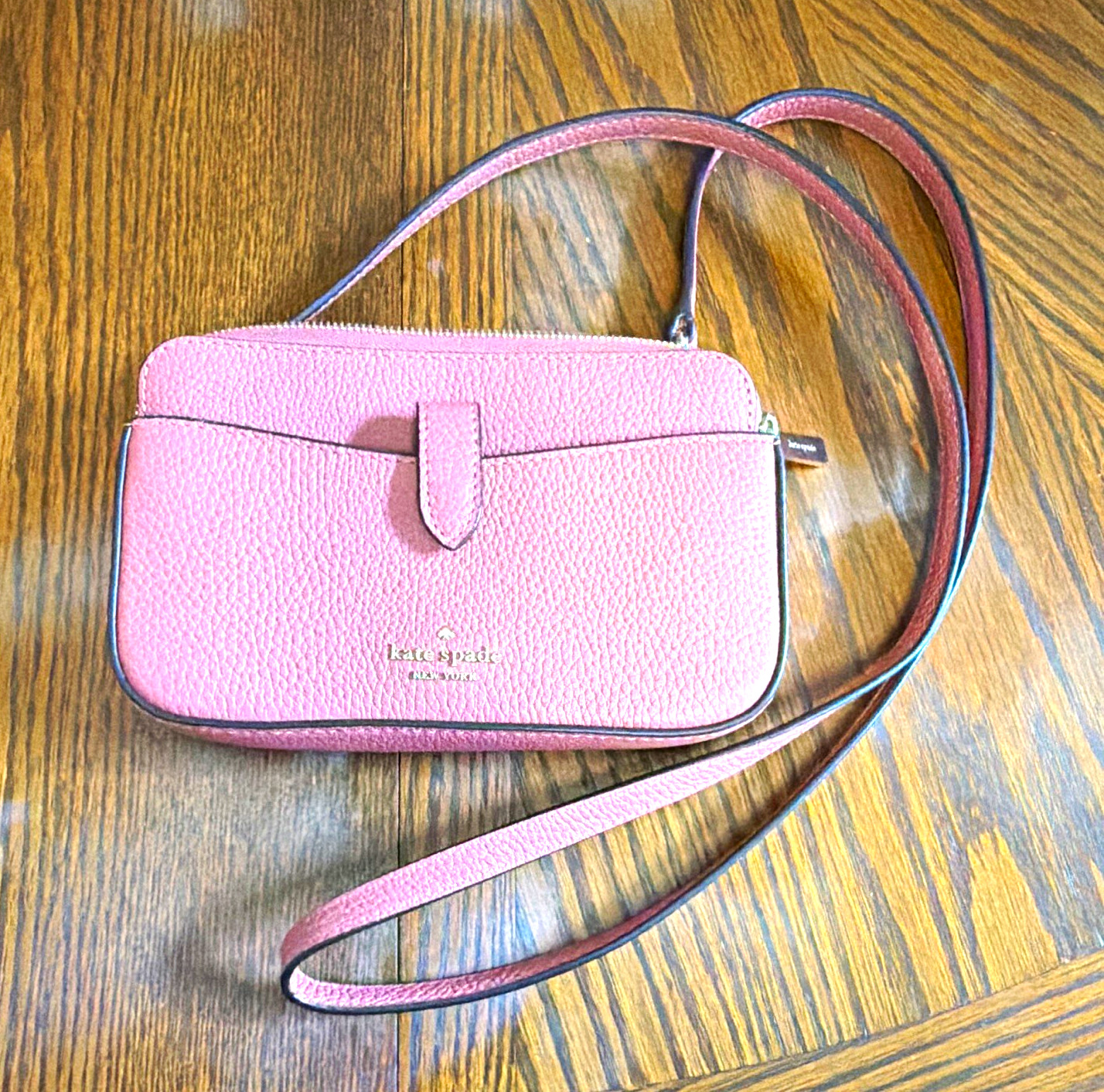 Kate Spade New York Pink Solid Small Purse w/ Strap, Zip Pocket, CC