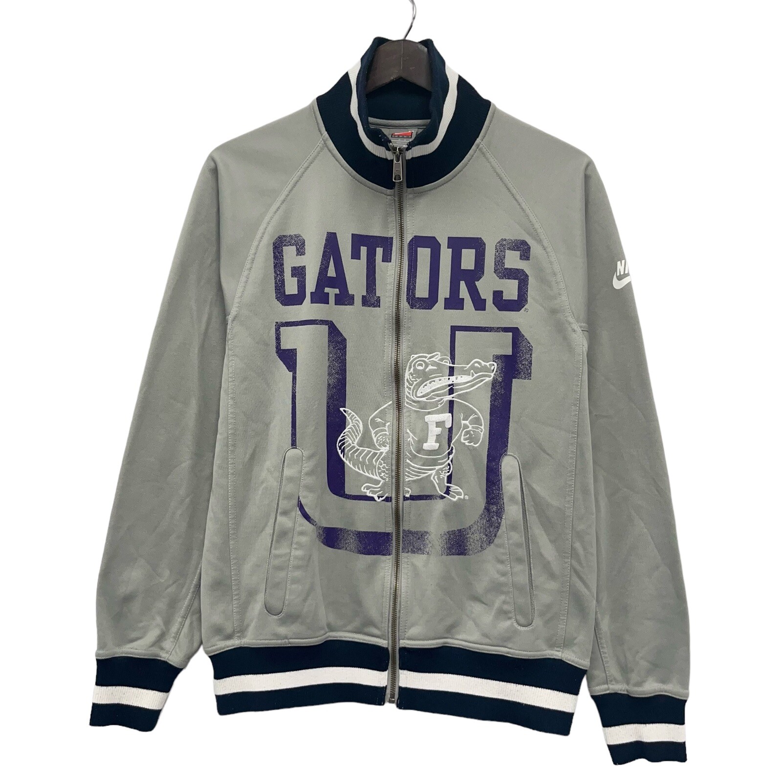 Florida Gators Team Nike Mens Track Jacket Full Zip Retro Logo Swoosh Gray M euc Florida Gators Team Nike Mens Track Jacket Full Zip Retro Logo Swoosh Gray M euc