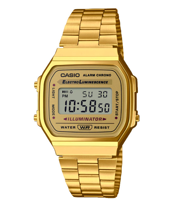 Pre-Owned Casio Vintage Gold Digital Illuminator Watch for Men A168WG-9