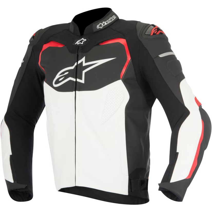 Alpinestars GP Pro Style Men’s Black White Red Leather Motorcycle Racing Jacket