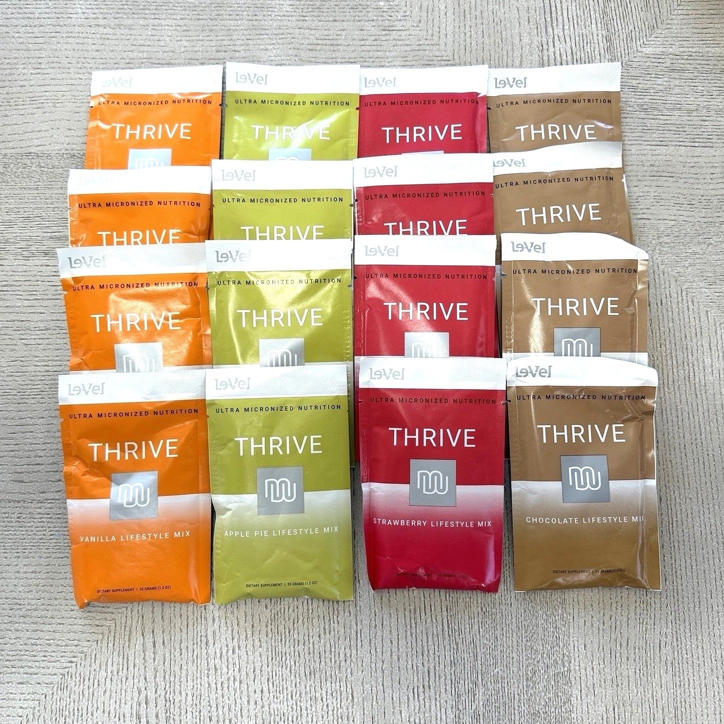 Le-Vel THRIVE Assortment Shake Mix Sampler 16 Packs Shakes New Sealed Bag