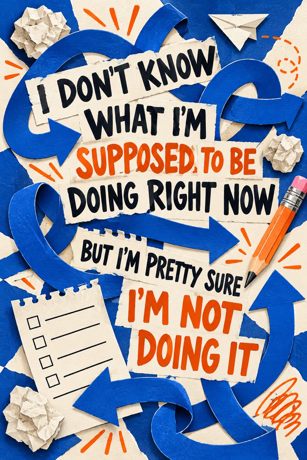 I DON\'T KNOW WHAT I\'M SUPPOSED TO BE DOING RIGHT NOW BUT Funny Sign Aluminum