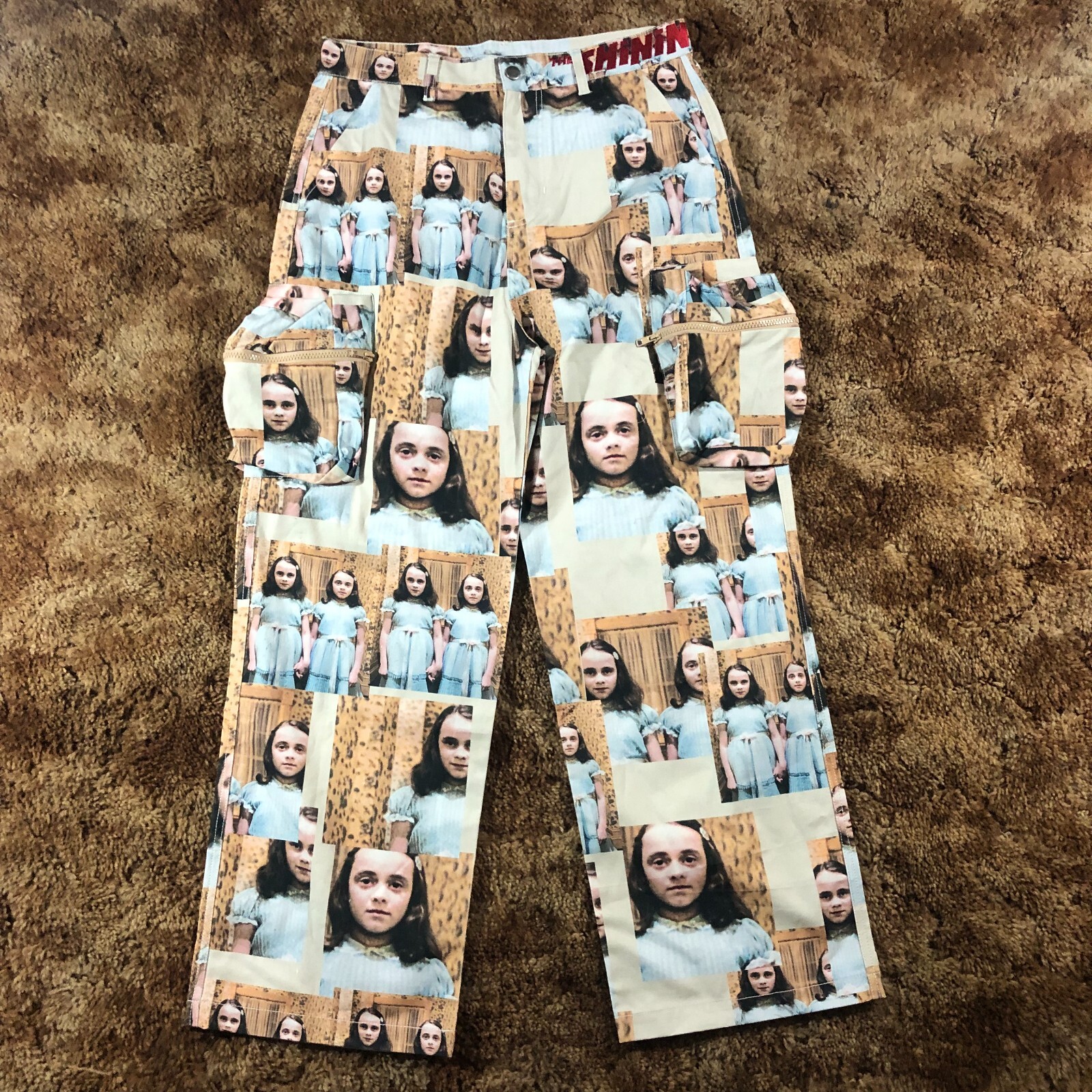 NEW Dumbgood x The Shining Twins Men Sz 33x30 Allover Print Cargo Pants Horror
