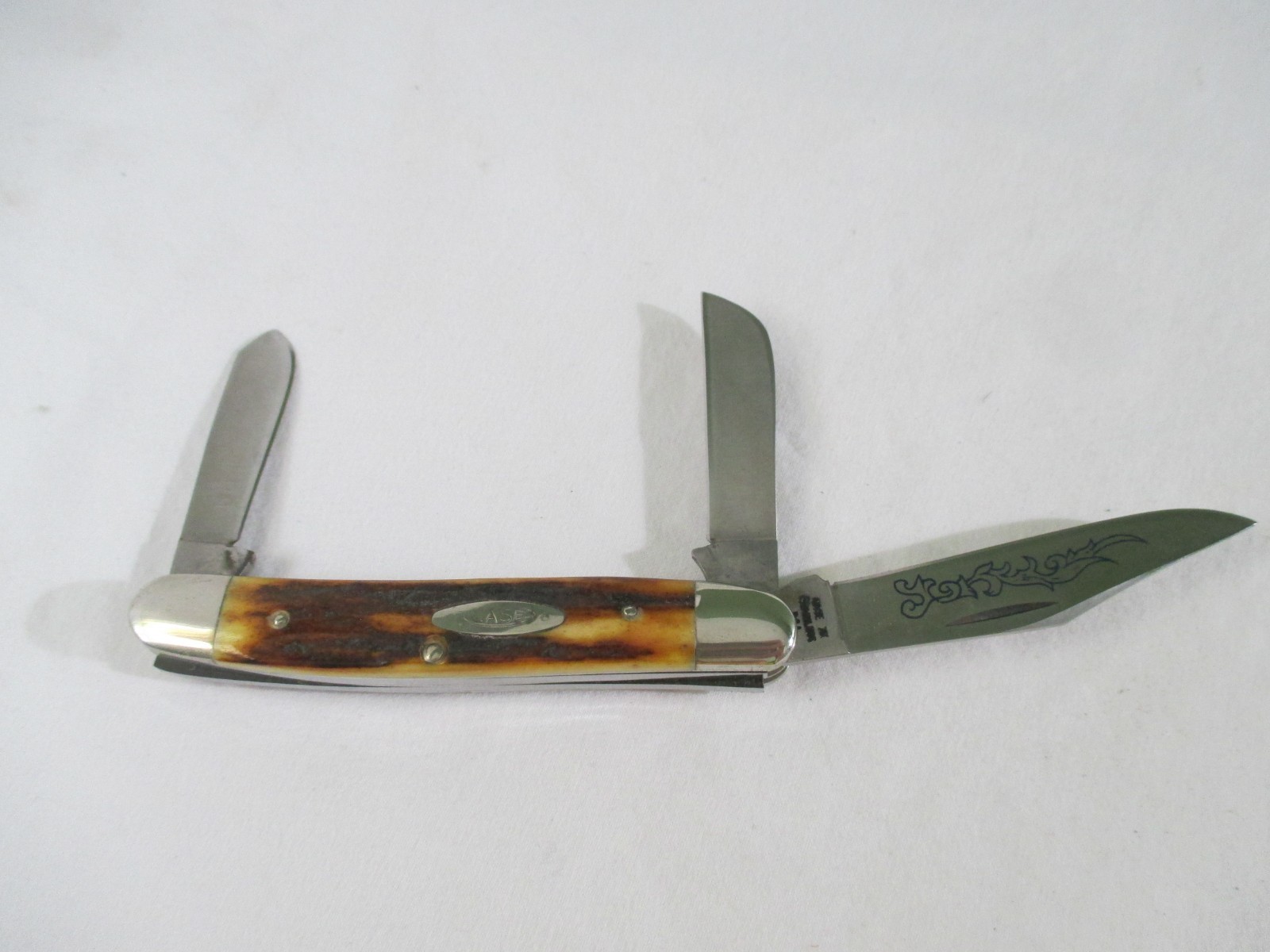 Vintage Case XX 1977 Blue Scroll 3 Blade Stag Stockman 5347 HP SS Vintage Case XX 1977 Blue Scroll 3 Blade Stag Stockman 5347 HP SS