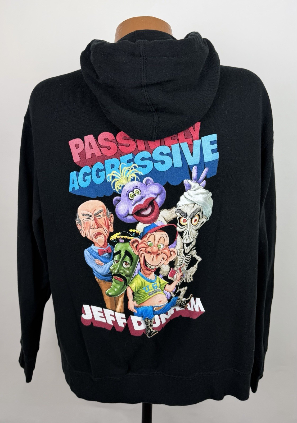 Jeff Dunham Hoodie Sweatshirt Mens XL Black Full Zip Passively Aggressive Comedy