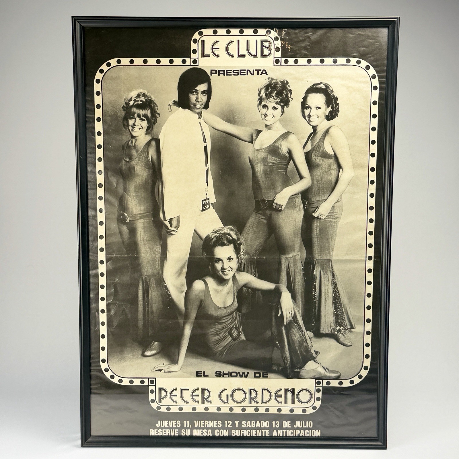 Vintage 1974 Peter Gordeno Le Club Caracas Venezuela Cabaret Poster Framed 18x25
