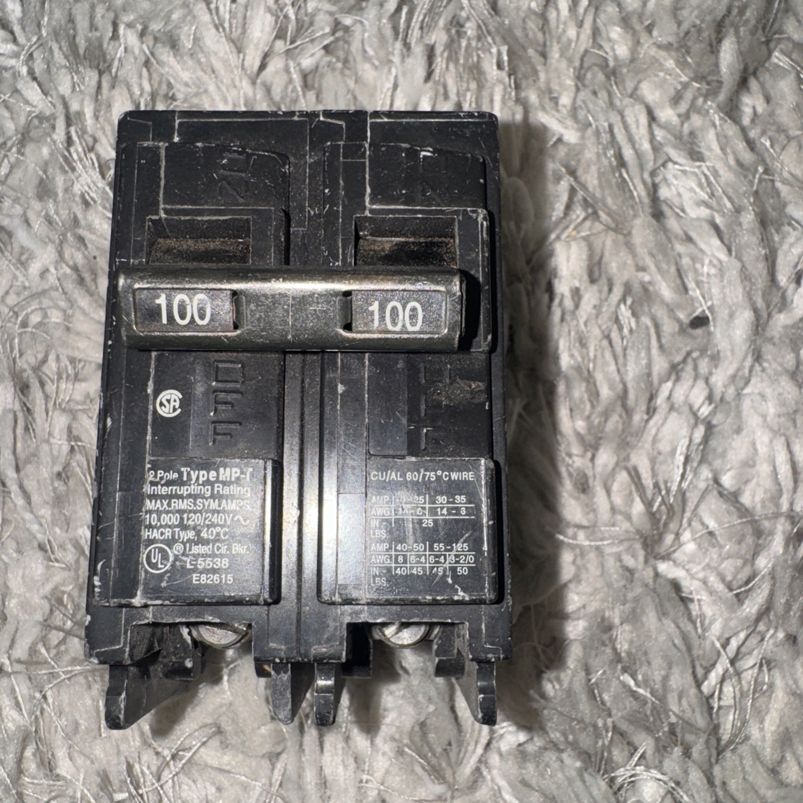 Murray 100 Amp 2-Pole C Circuit Breaker Vintage Style Murray 100 Amp 2-Pole C Circuit Breaker Vintage Style