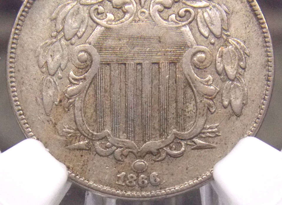 1866/1866 Shield Nickel *RAYS* FS-307 5c NGC XF Details #007 Extra Fine ECC&C