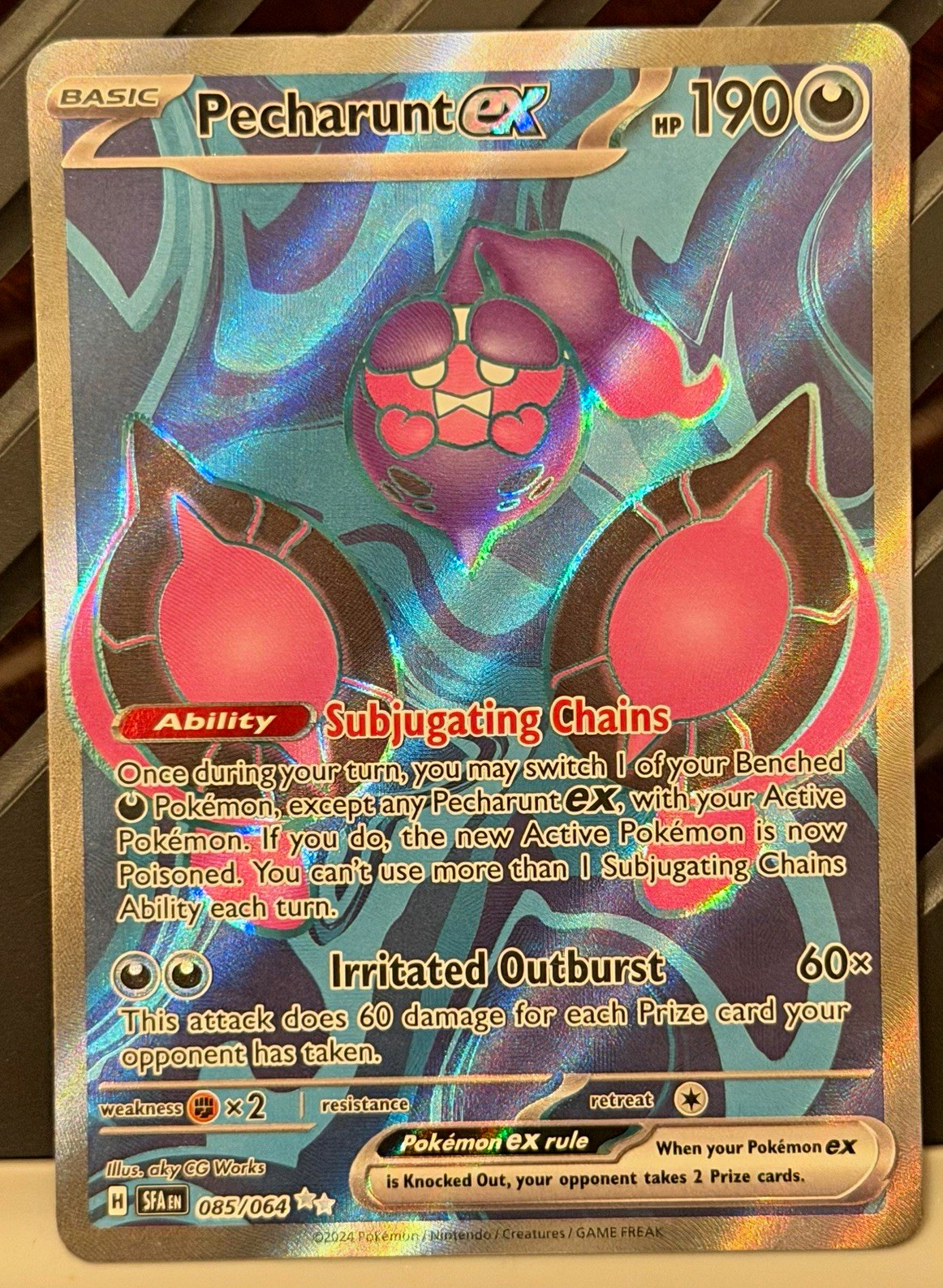 Pecharunt ex 085/064 Shrouded Fable Full Art Holo 190 HP EN