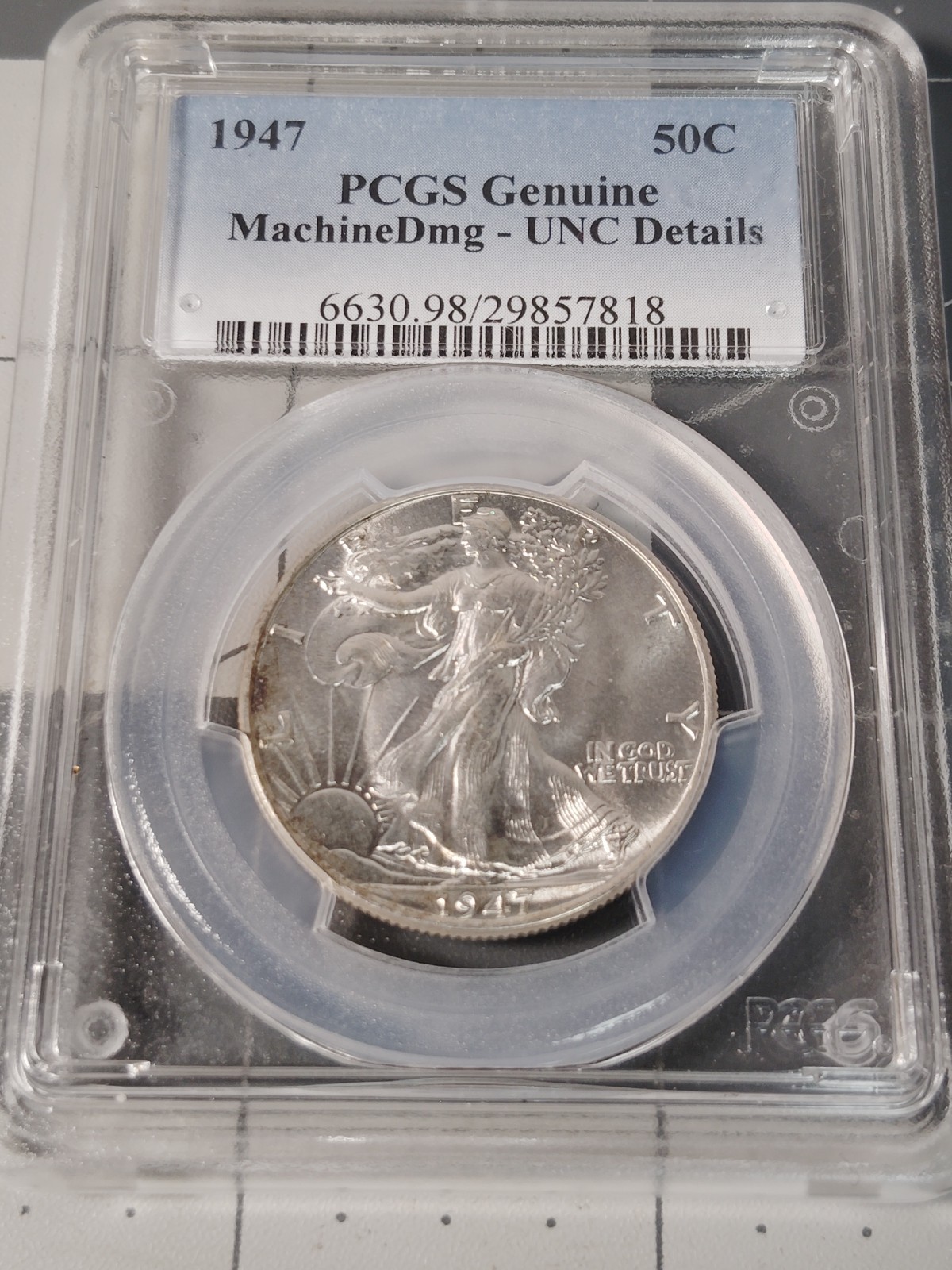 1947 P PCGS UNC Detail | Silver Walking Liberty Half Dollar - Machine Dmg 