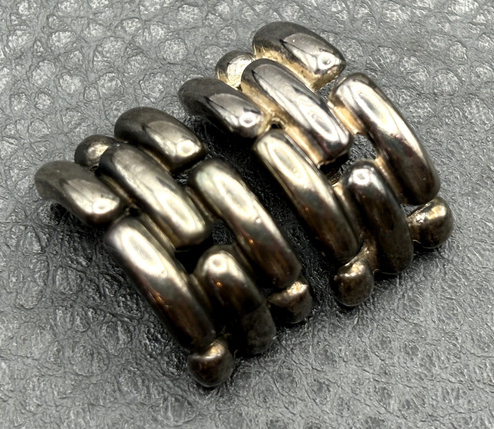 Givenchy Vintage Signed Dark Silver Tone Basket Weave Chunky Clip-On Earrings Givenchy Vintage Signed Dark Silver Tone Basket Weave Chunky Clip-On Earrings
