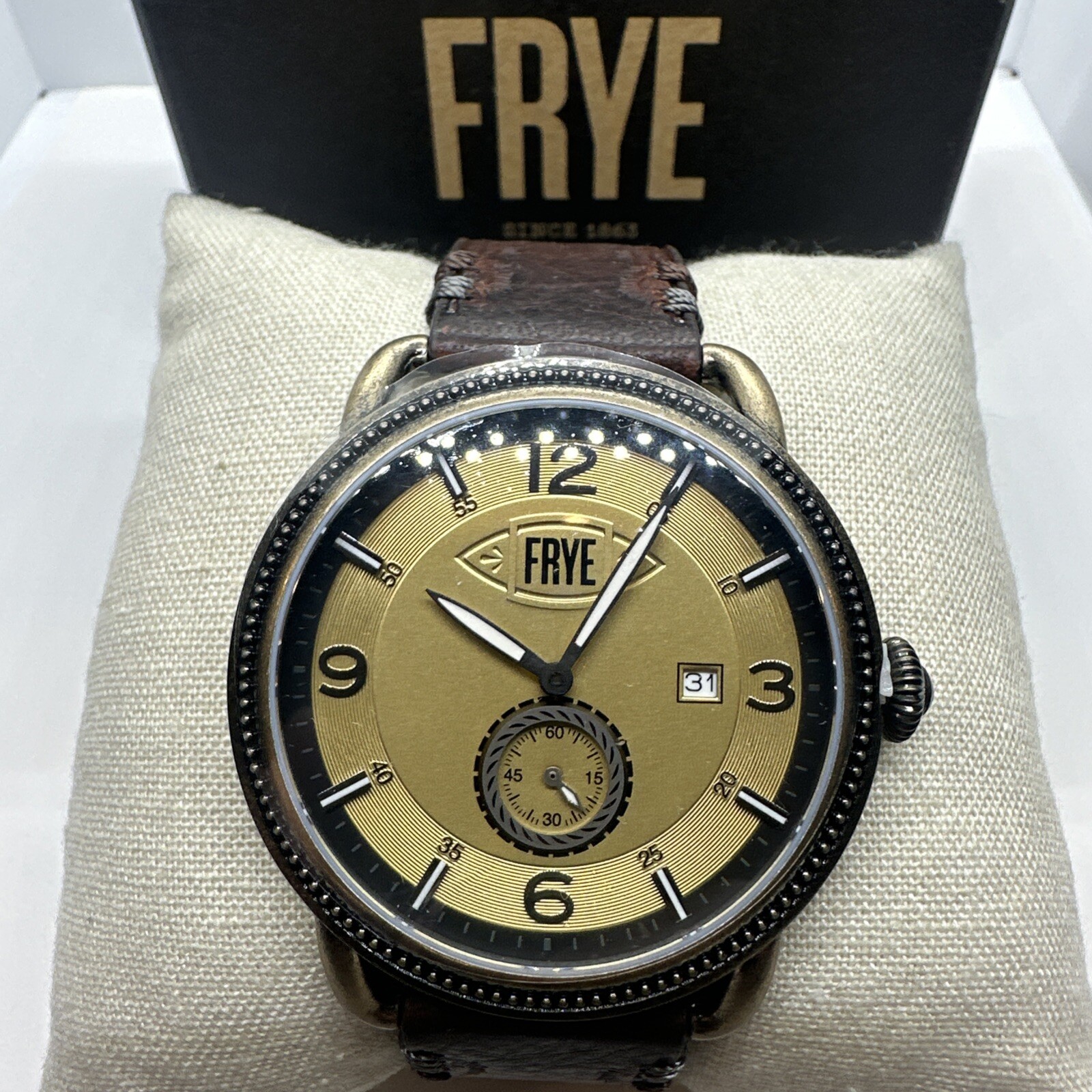 Frye Weston Date 47mm Steel Cream Dial Quartz Men Watch 245687CST