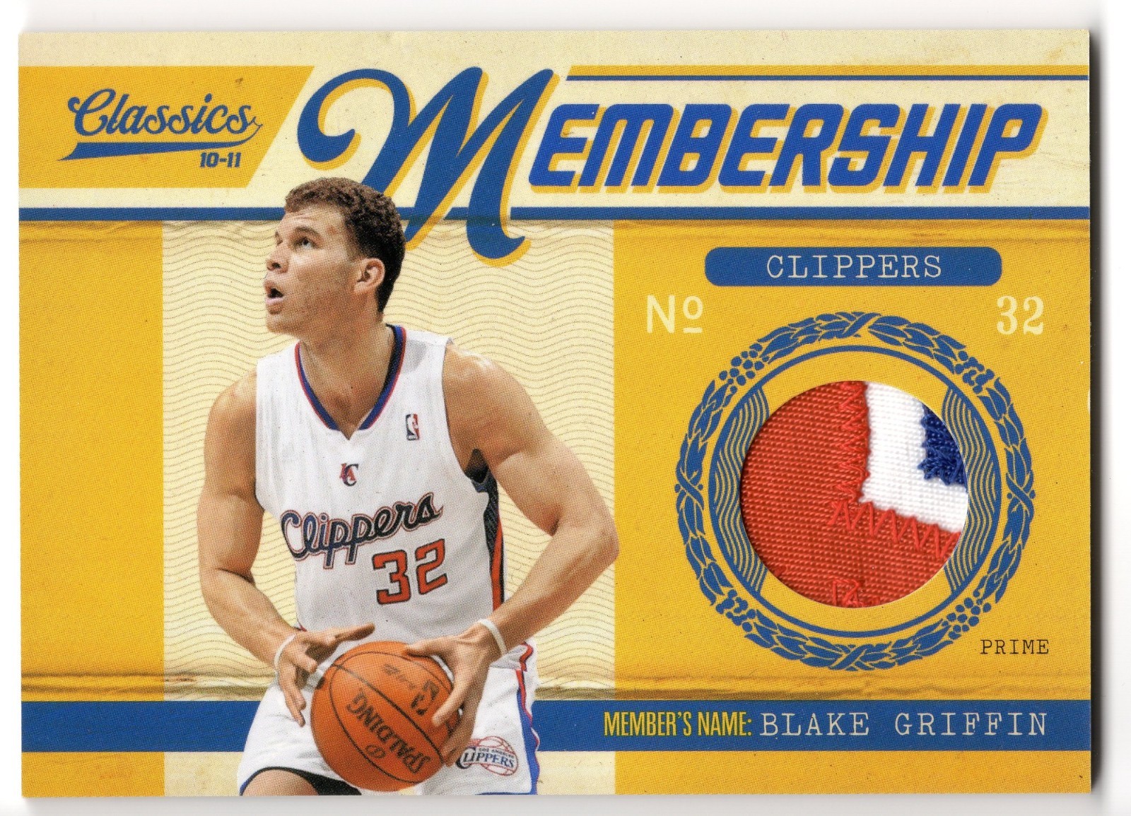 2010-11 Panini Classics Membership Prime 11 Blake Griffin Clippers 3 Color 13/49