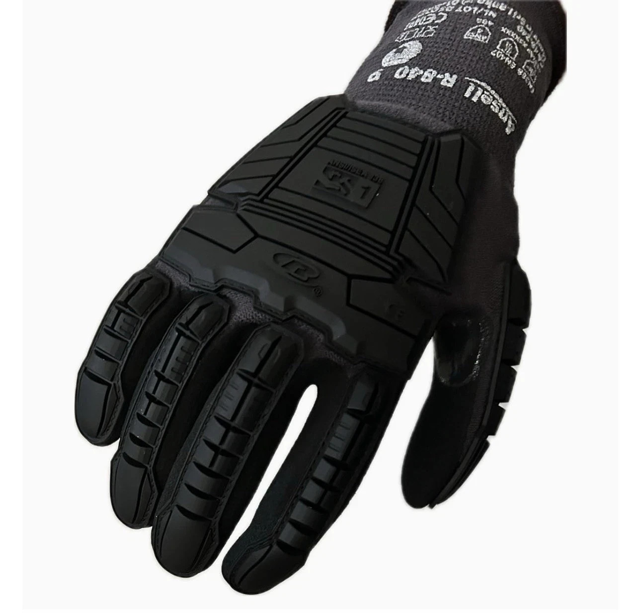 Lot of Six 6 Pairs Ansell Ringers Black Nitrile Anti-Impact Gloves R-840 Size 9