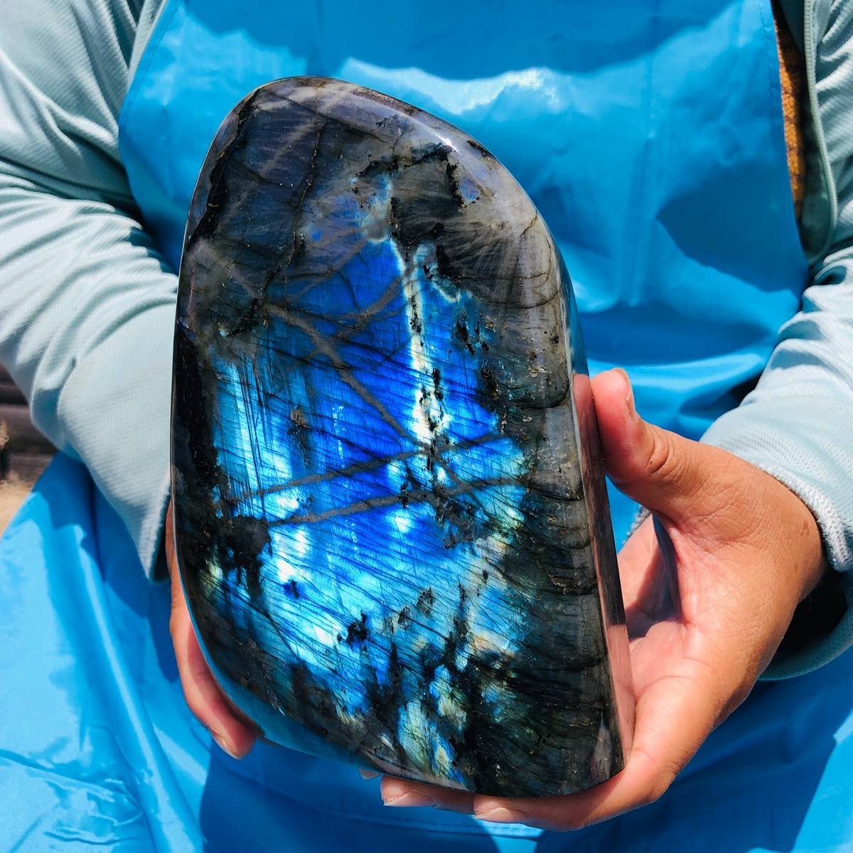 5.03LB Labradorite Freeform Natural Flash blue‑rainbow Crystal Healing Ornamen 5.03LB Labradorite Freeform Natural Flash blue‑rainbow Crystal Healing Ornamen