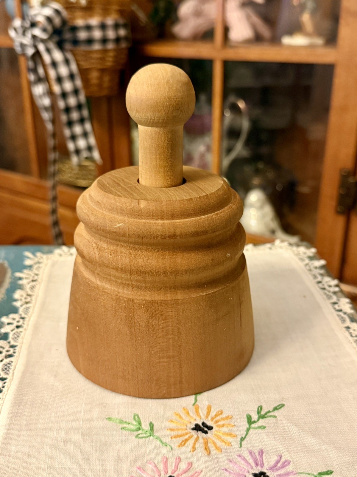 Rustic Primitive Vintage Wooden Butter Mold Press with Maple Leaf Design Rustic Primitive Vintage Wooden Butter Mold Press with Maple Leaf Design