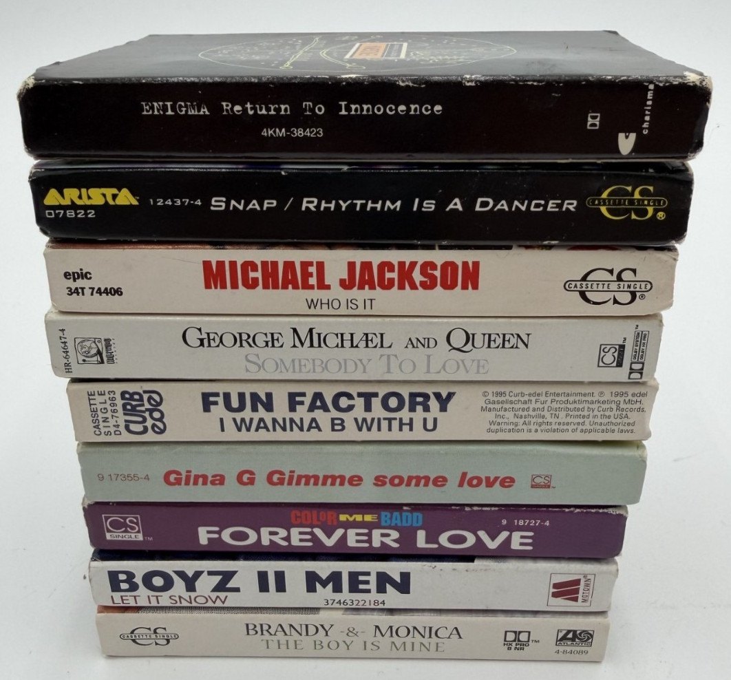Vintage 90s Cassette Singles Lot of 9 Michael Jackson Queen Boyz II Men VG