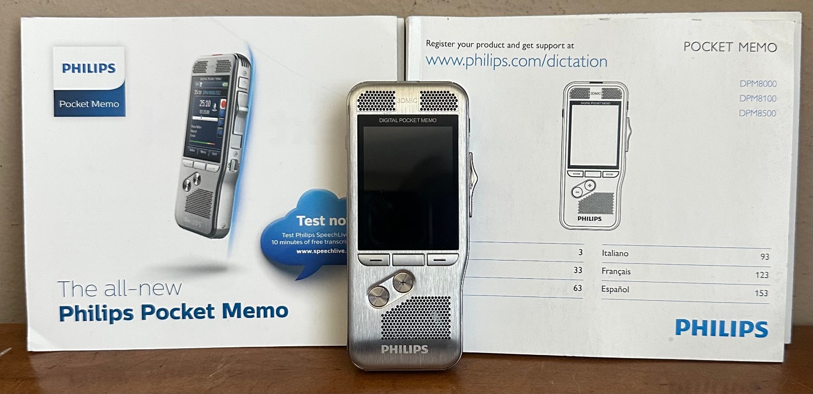 Philips DPM-8000 Profeesional Digital 3D Voice Pocket Handheld Recorder Memo 