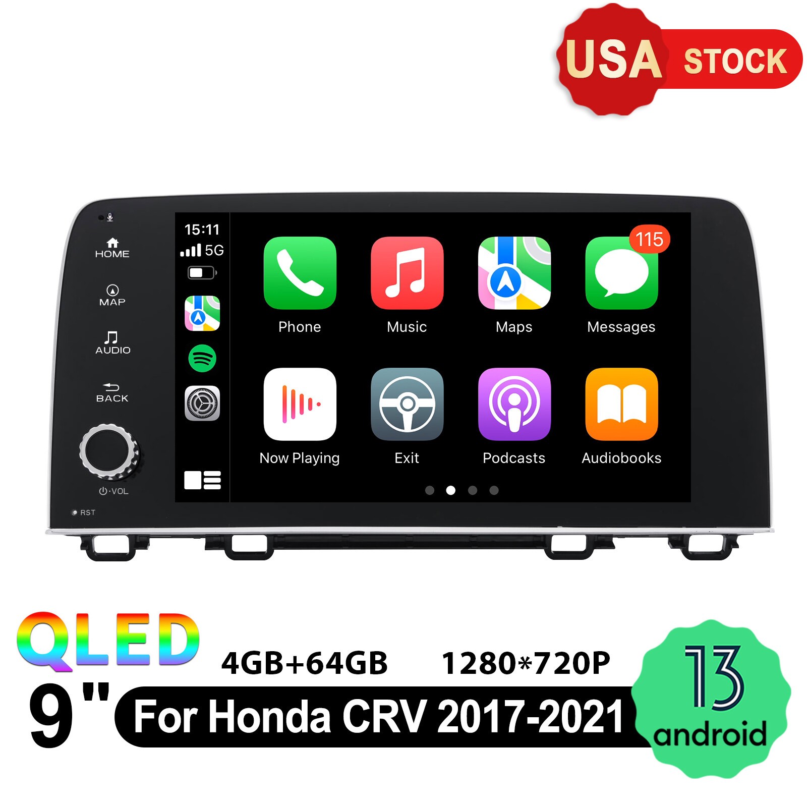 JOYING Plug & Play For Honda CR-V CRV 2017-2021 QLED 9 inch Android 13 Head Unit