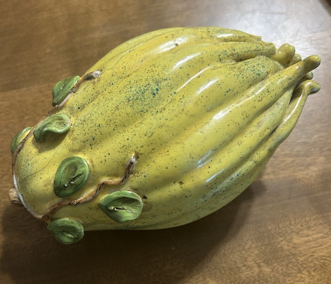 Marked Chinese Glazed Porcelain Altar Fruit, Yellow Buddha Hands Marked Chinese Glazed Porcelain Altar Fruit, Yellow Buddha Hands
