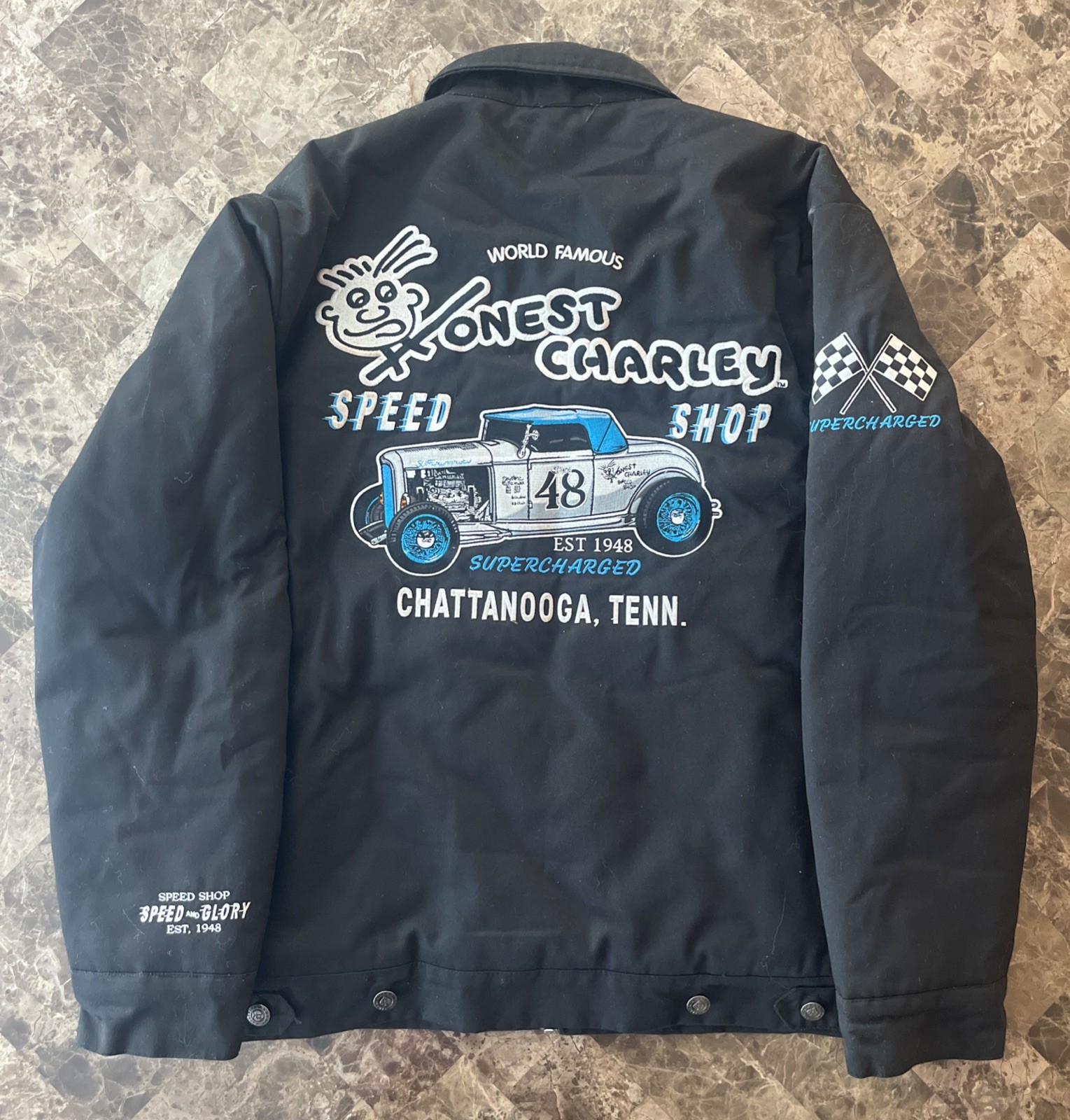 RARE World Famous Honest Charley Speed Shop Chattanooga Tennessee Jacket (L)