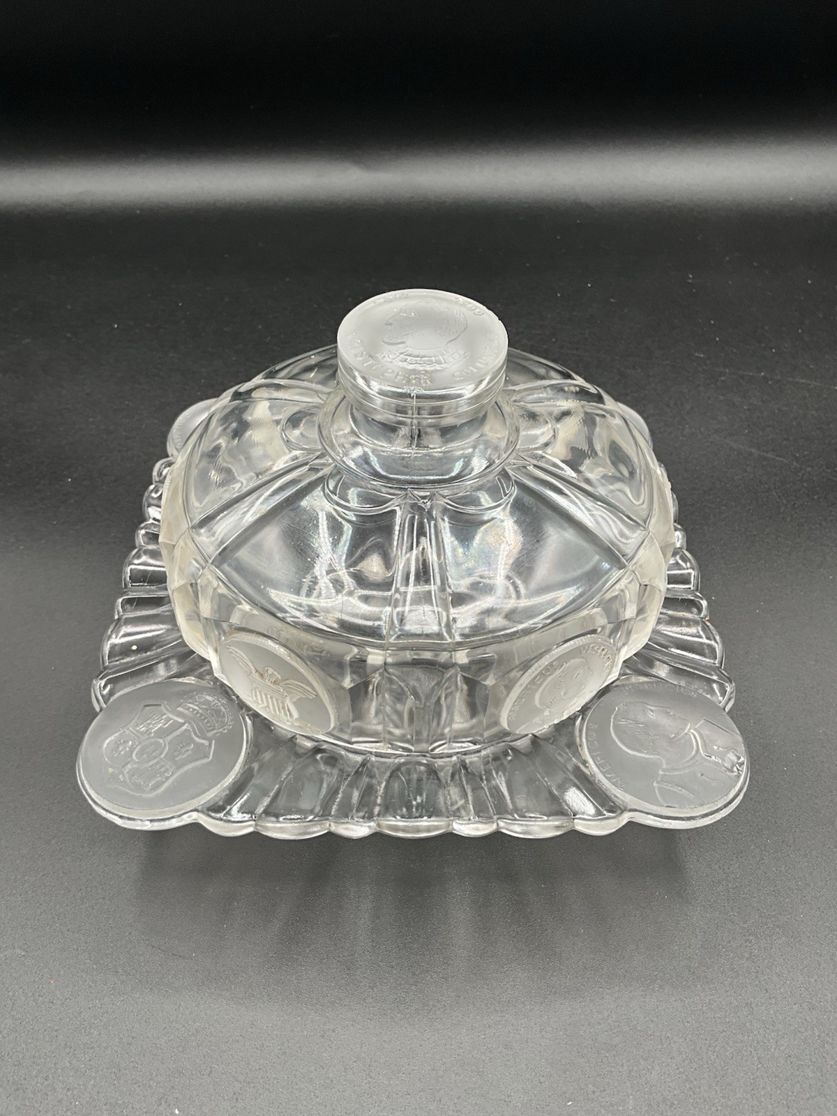 RARE FIND Antique 1892  EAPG  U.S. Glass Co Coin Pattern Butter Dish