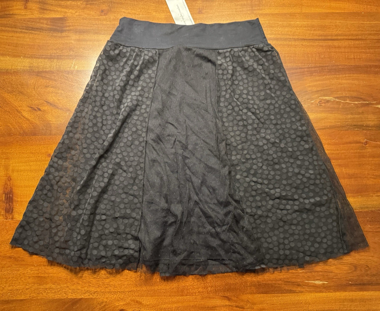 Vine Street Apparel Black Polka Dot Mesh A Line Skirt Large Whimsigoth Art - NWT