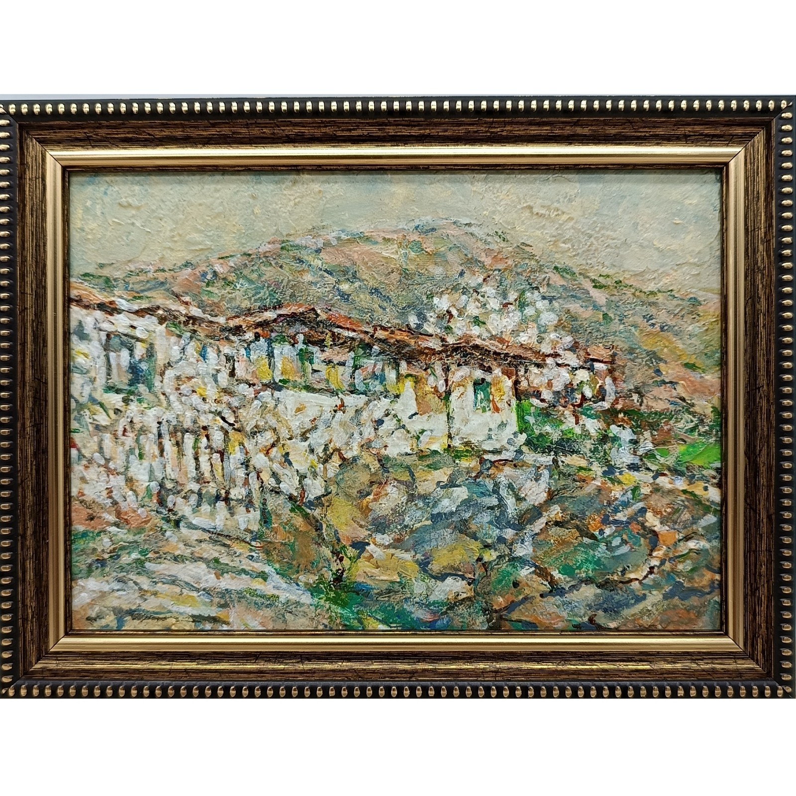 Mediterranean Village Original Oil Painting 7x5 Framed Signed Tuscan Villa Gift Mediterranean Village Original Oil Painting 7x5 Framed Signed Tuscan Villa Gift