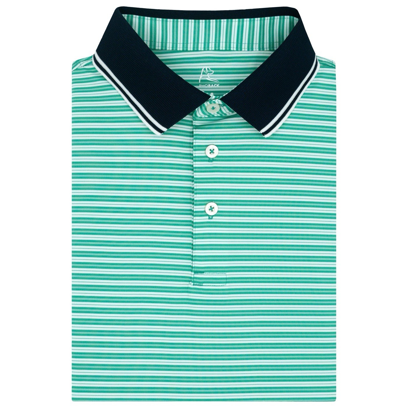 Rhoback The Butler StripeMen\'s Short Sleeve Performance Polo With Logo Large