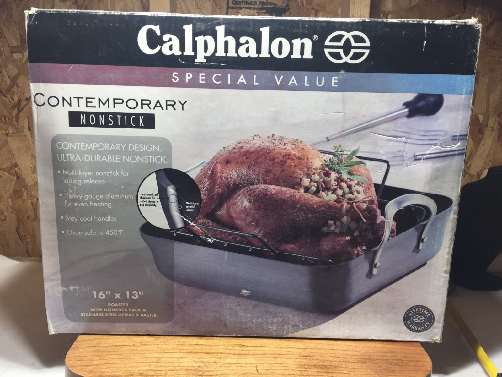 Calphalon Contemporary 16X13 Nonstick Roaster With Nonstick Rack Stainless Rack