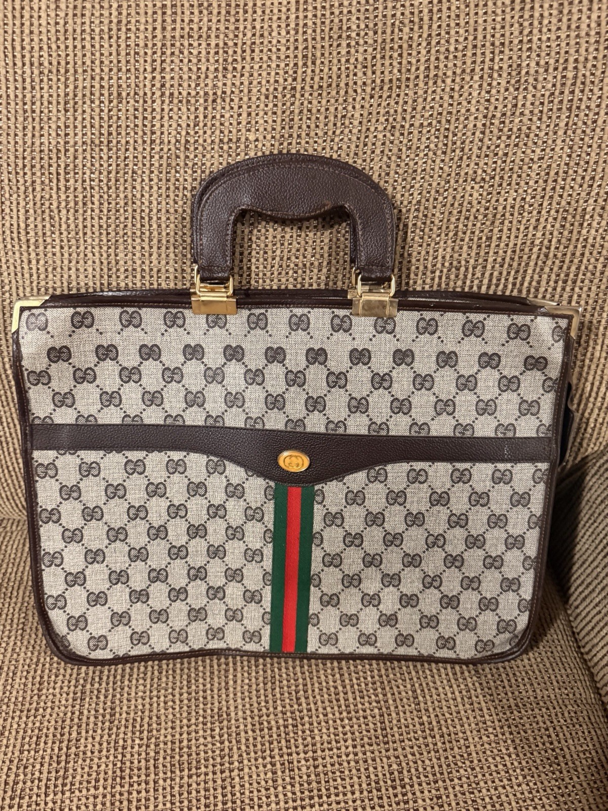 Gucci GG Logo Canvas/Leather Portfolio-Vintage