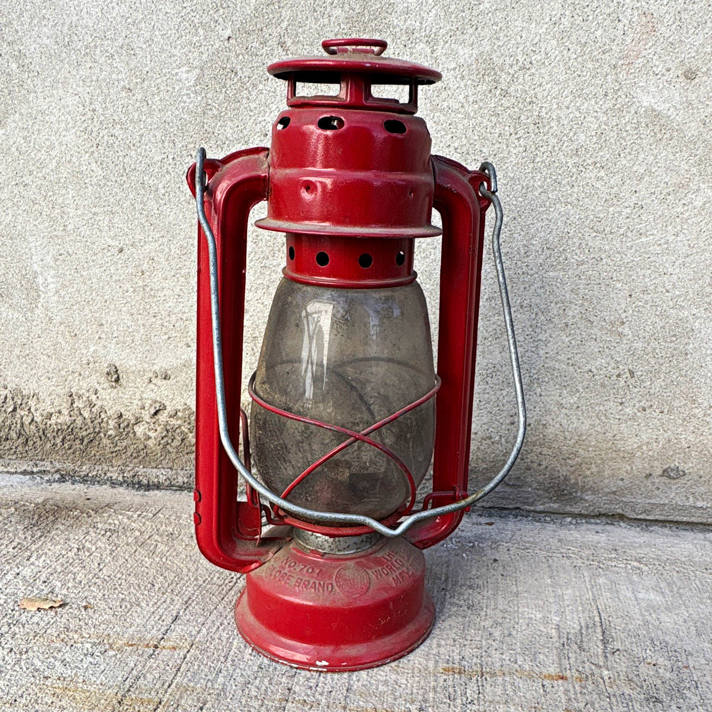 World Light Mfy. Ltd. No. 707 Red Oil Lantern, Metal & Glass World Light Mfy. Ltd. No. 707 Red Oil Lantern, Metal & Glass