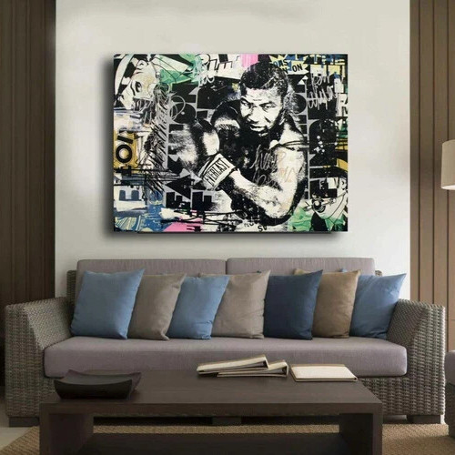Mike Tyson Canvas Art by Banksy Street Art Collage - Ready to Hang 1.5 in frame