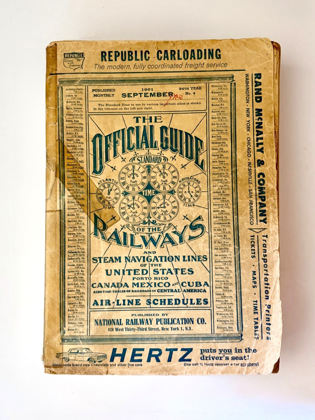 Official Guide Railways 1961 Erie Railroad Rotation List Rand McNally Ephemera