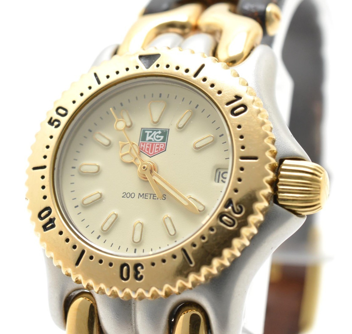 [EXC+5] TAG Heuer S95.708C Day Cream Dial QZ Women\'s Gold Watch From JAPAN
