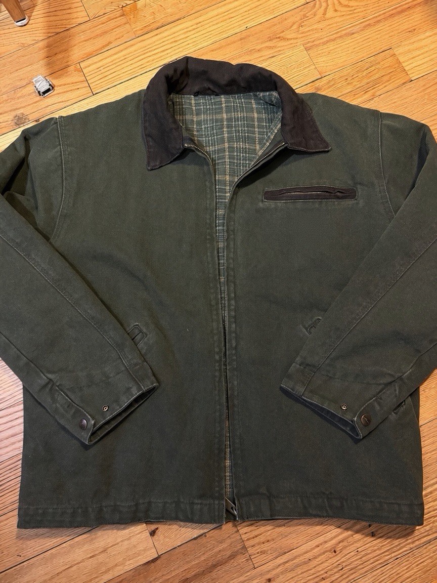 VTG Carhartt Style Detroit Jacket Green Blanket Lined Mens Medium