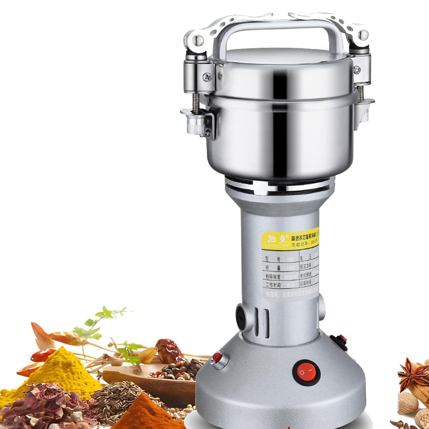Grain Grinder 150g High-speed Spice Herb Electric Stainless Steel 150g, White Grain Grinder 150g High-speed Spice Herb Electric Stainless Steel 150g, White