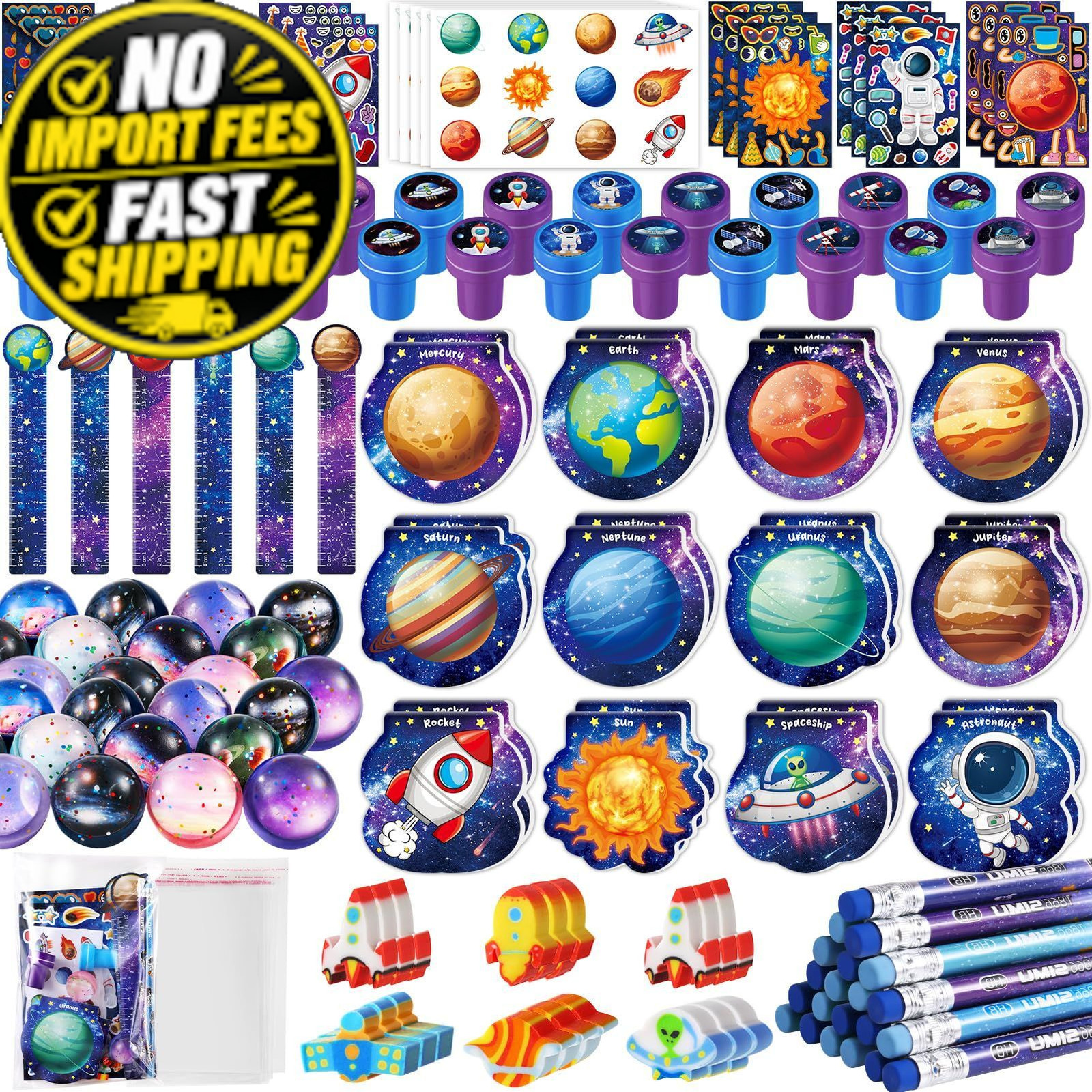BenLouis 108Pcs Outer Space Stationery Set Party Favors Blue, Silver, White BenLouis 108Pcs Outer Space Stationery Set Party Favors Blue, Silver, White