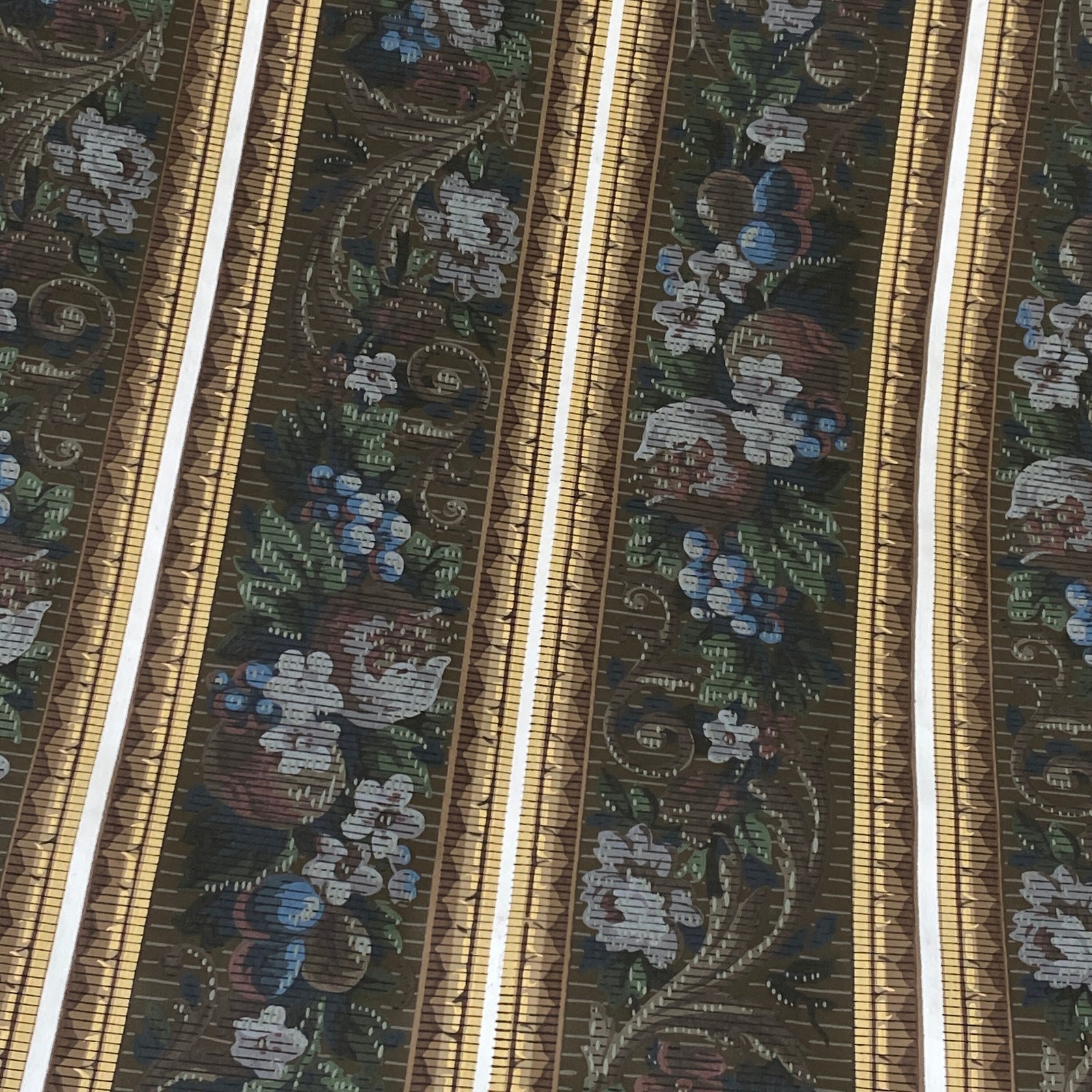 c 1940\'s 76 inches dark brown design Antique Wallpaper French border craft papp