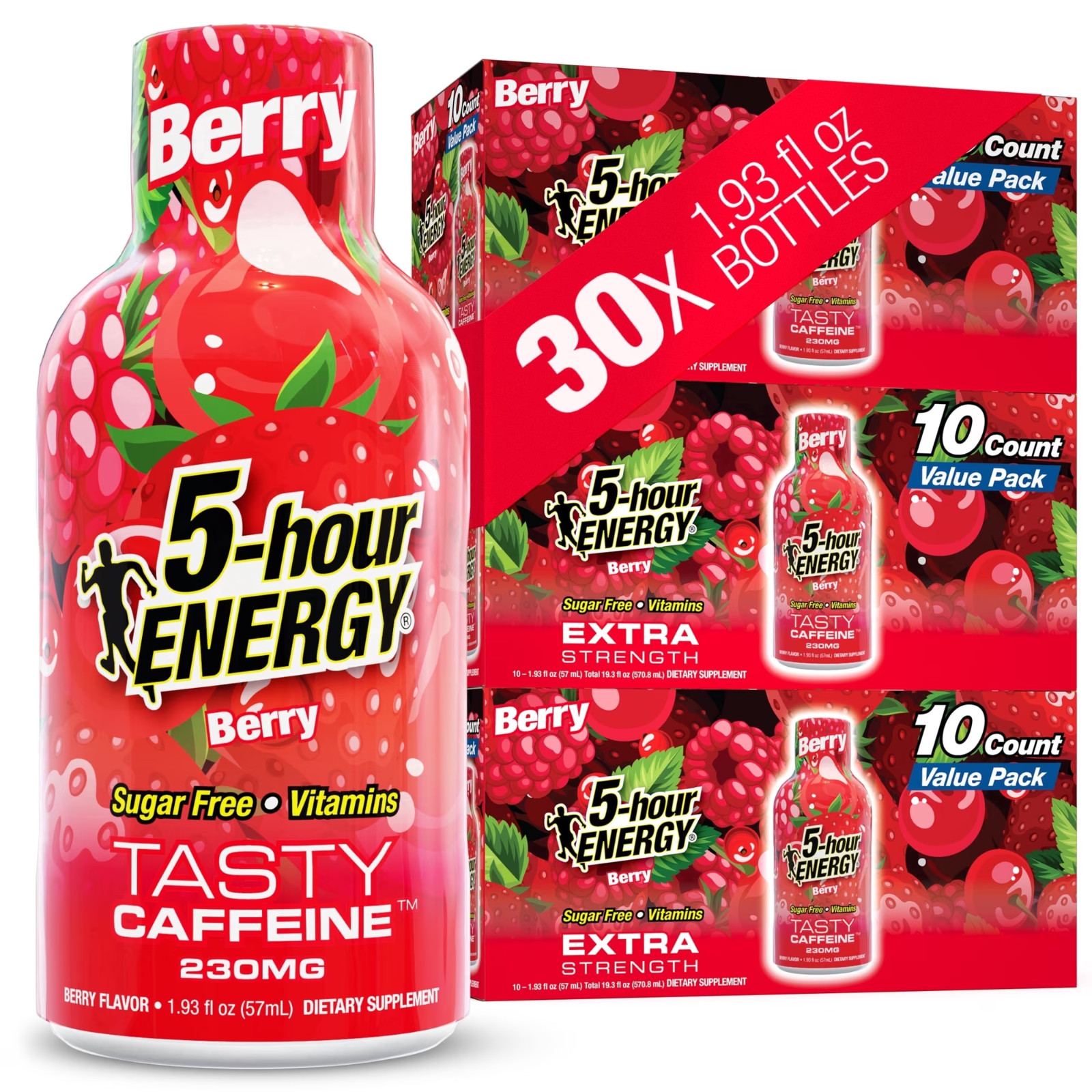 5-hour ENERGY Extra Strength Shots, Berry Flavor, 1.93 oz. 30 Count 5-hour ENERGY Extra Strength Shots, Berry Flavor, 1.93 oz. 30 Count