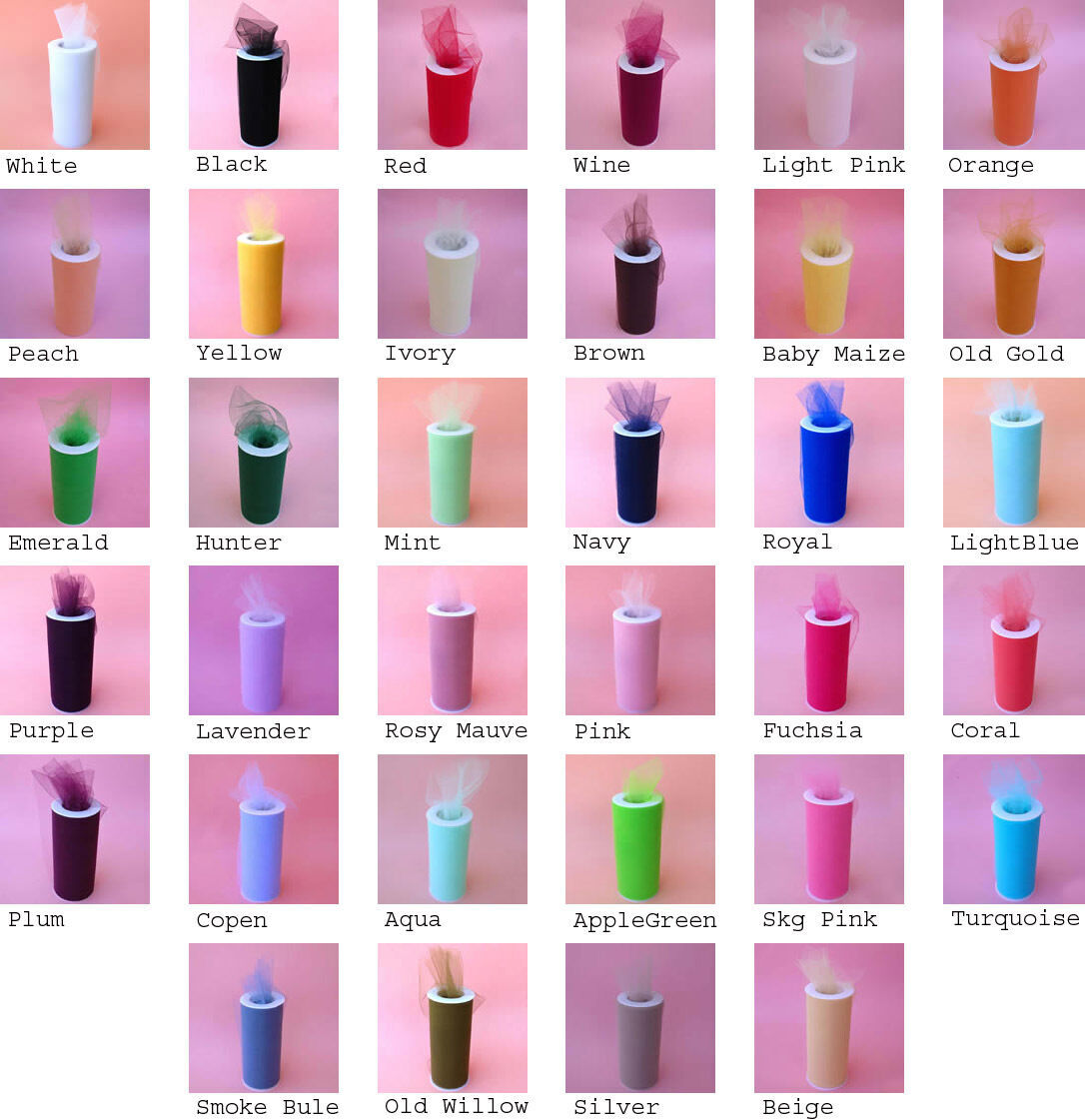 20 Rolls 6 Inch by 25 Yards Tulle Fabric for Tutus Wedding (total 500 yards)