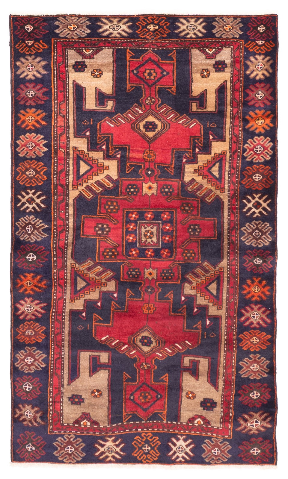 Vintage Hand-Knotted Area Rug 3'9