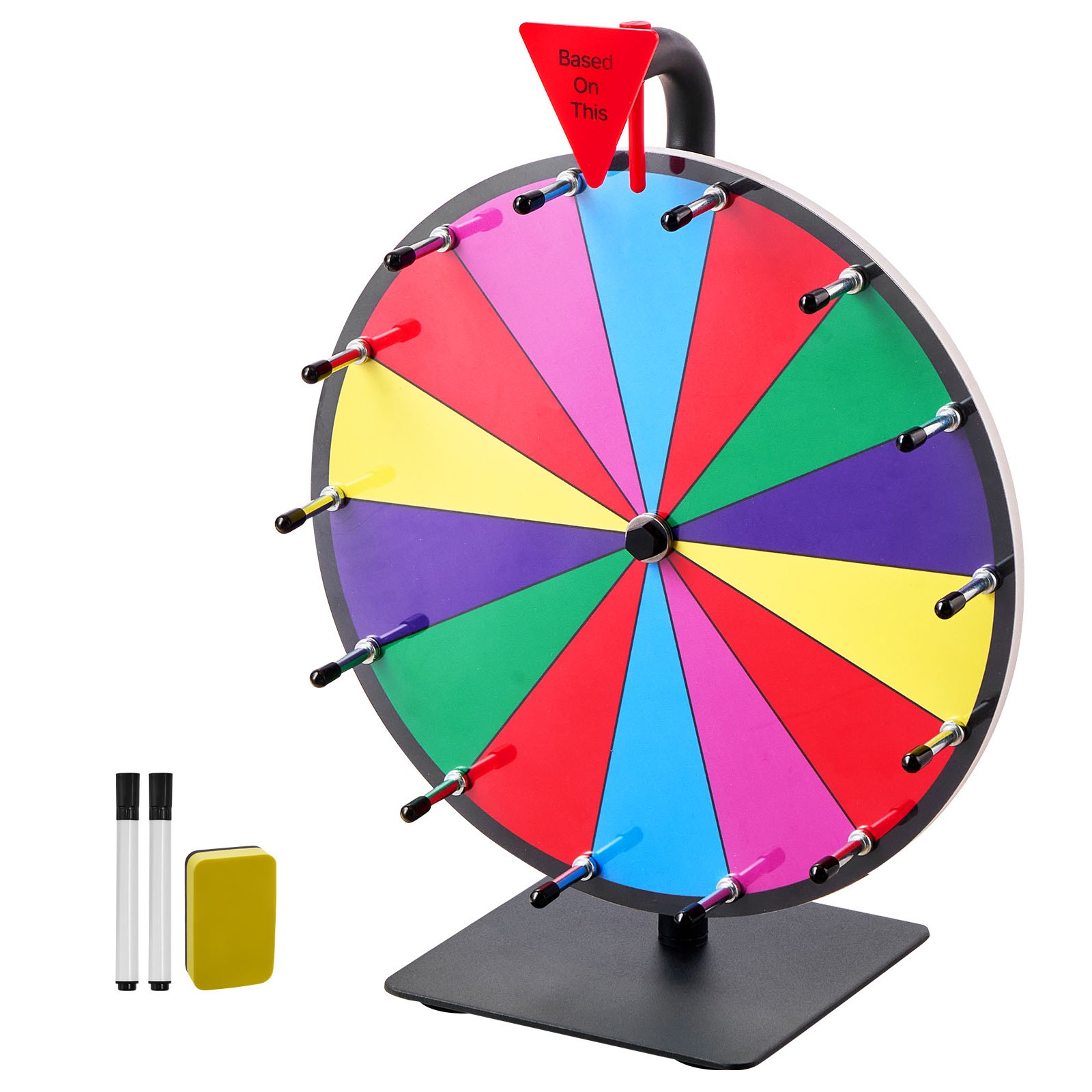 Uimoso 12-Inch Spinning Prize Wheel with 14 Sections and Tabletop Stand