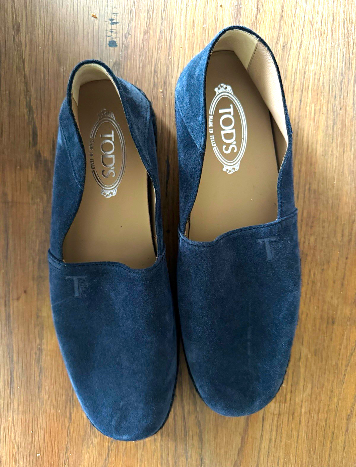 Tod\'s Men\'s Blue Suede Slip-On Espadrille Casual Shoes Rubber Sole Sz 10