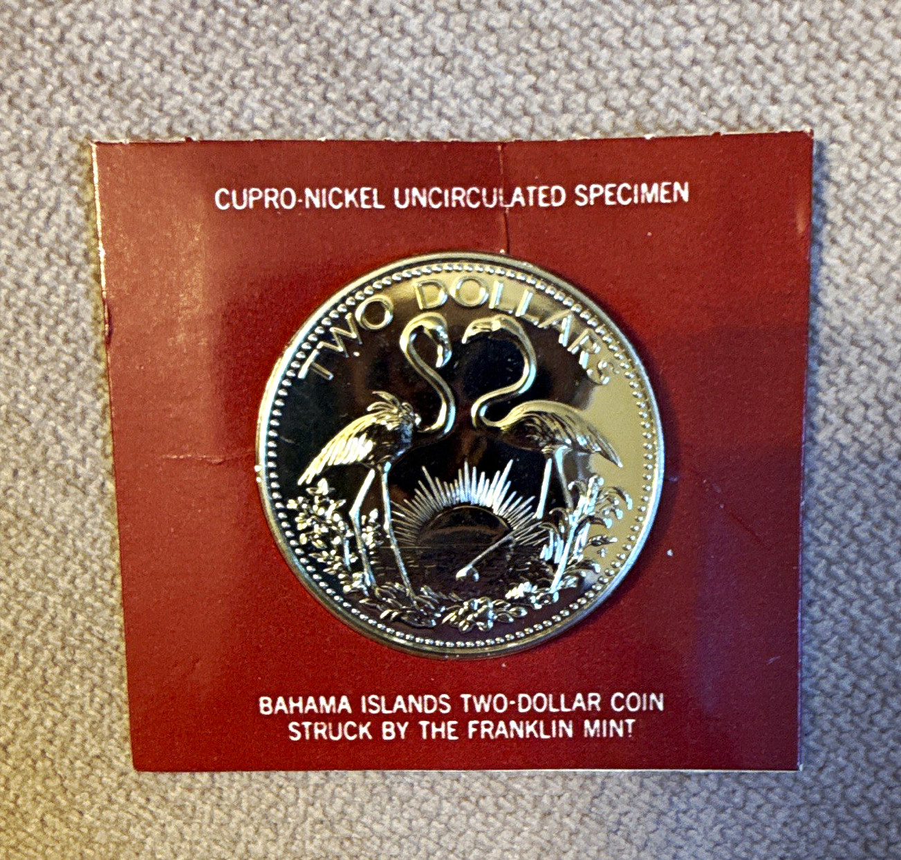 1975 Bahamas 2 Dollars Flamingo Brilliant Uncirculated Copper-Nickel Coin 1975 Bahamas 2 Dollars Flamingo Brilliant Uncirculated Copper-Nickel Coin