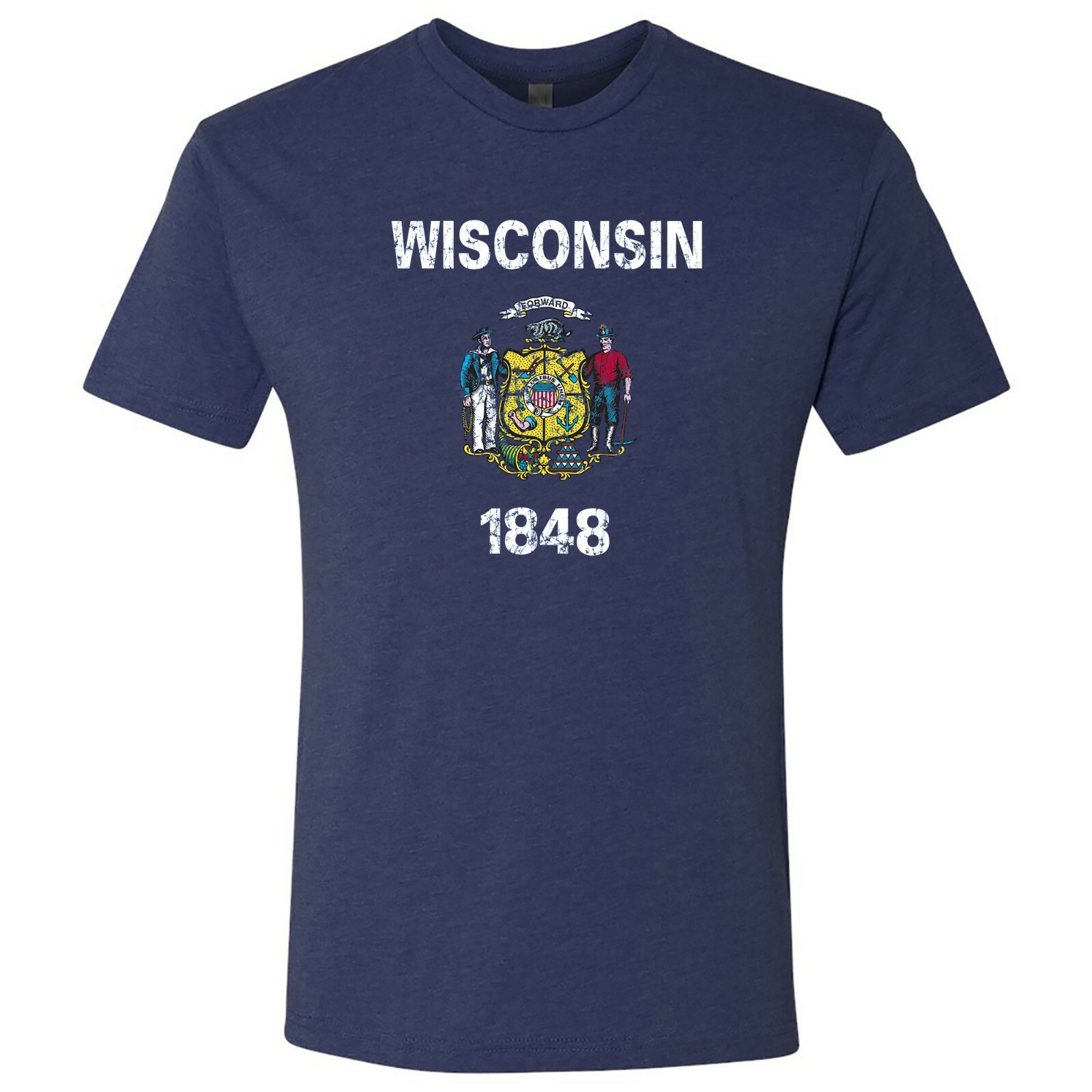 Wisconsin Flag State Pride Hometown Premium Triblend Mens T-Shirt Vintage Navy